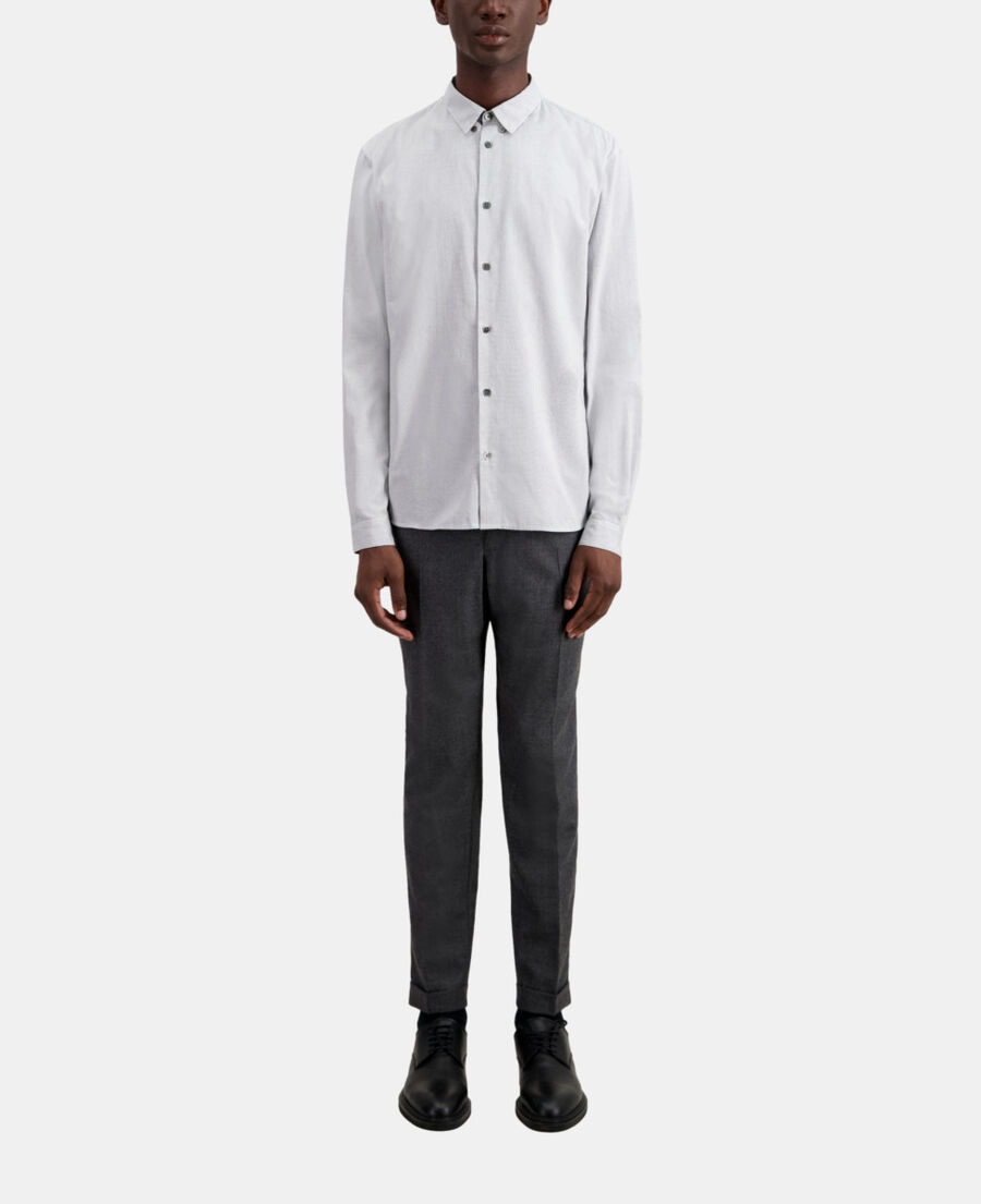 chemise en coton à micro carreaux noirs et blancs