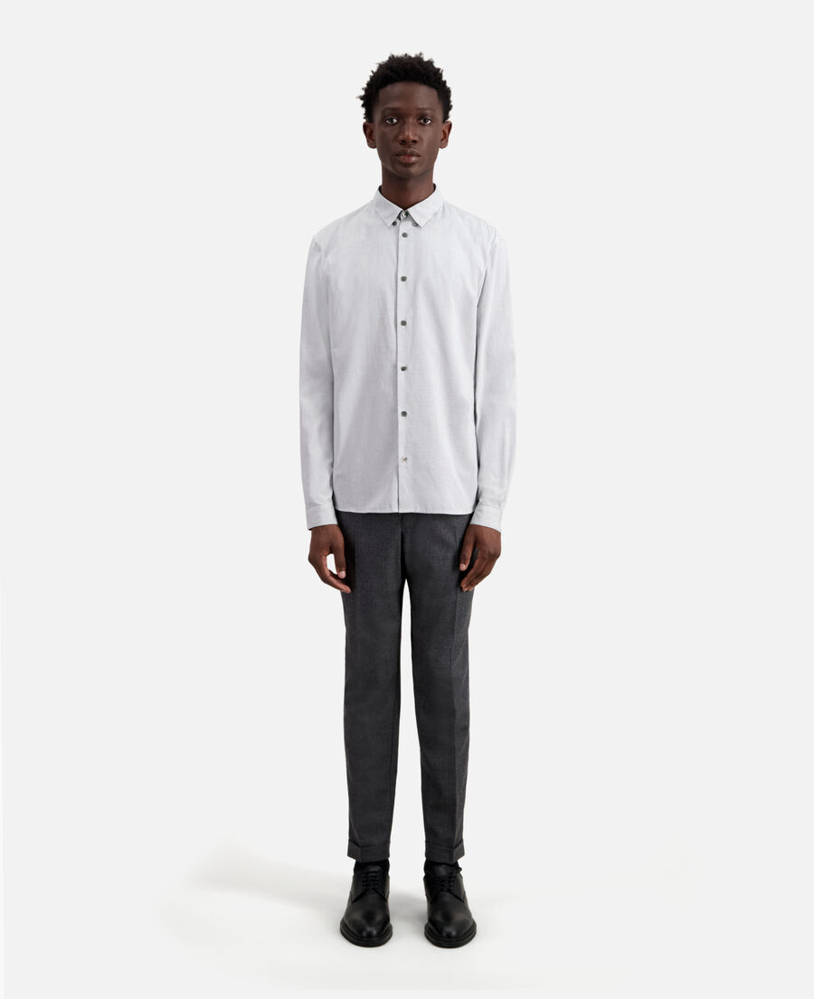 chemise en coton à micro carreaux noirs et blancs