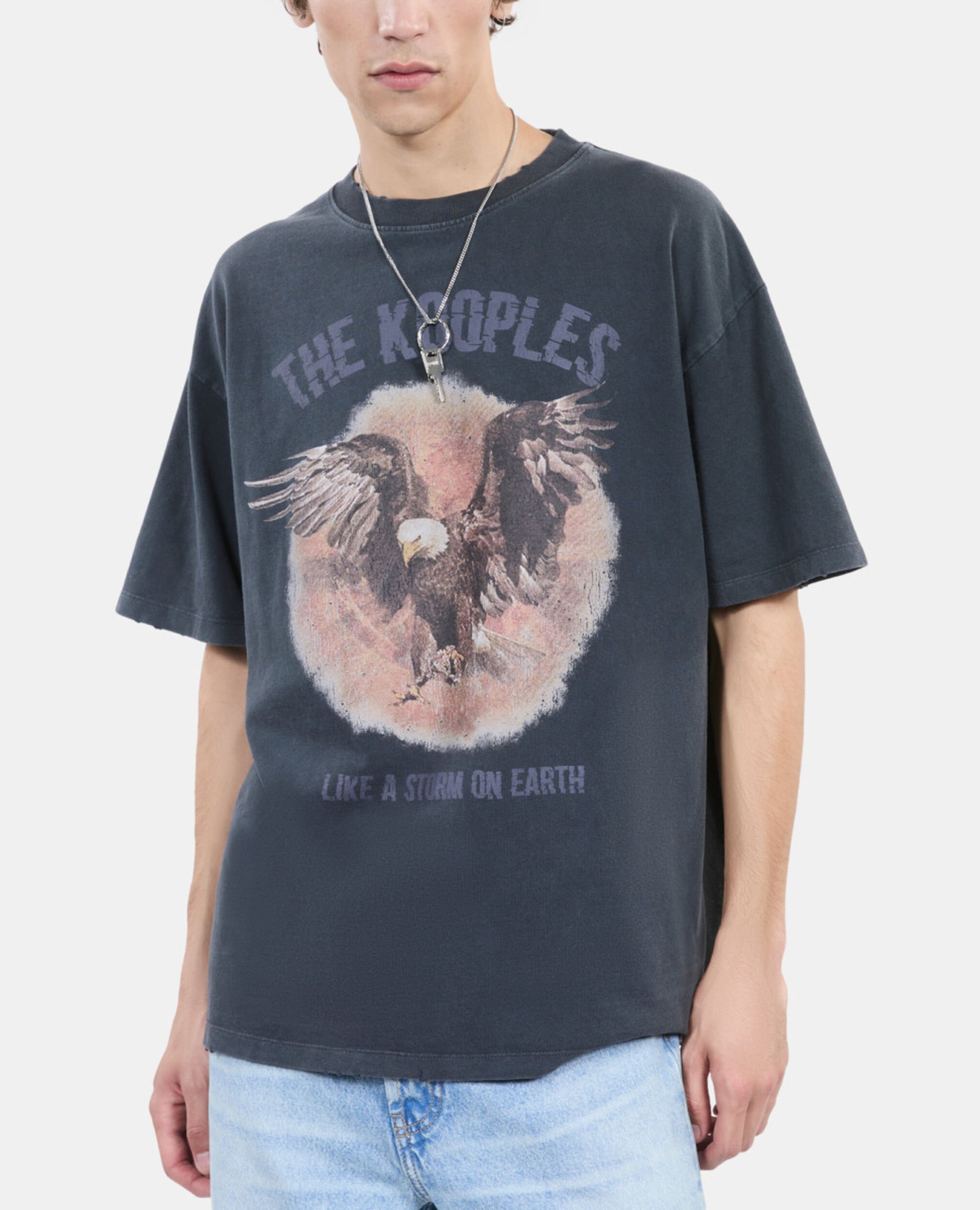 Black t-shirt with serigraphy, BLACK WASHED, hi-res image number null
