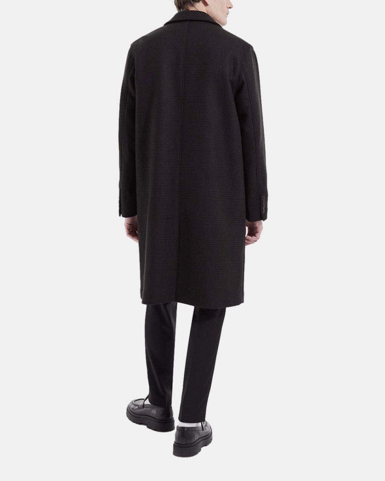 The Kooples HOMME BLACK BROWN manteau à carreaux long marron et noir