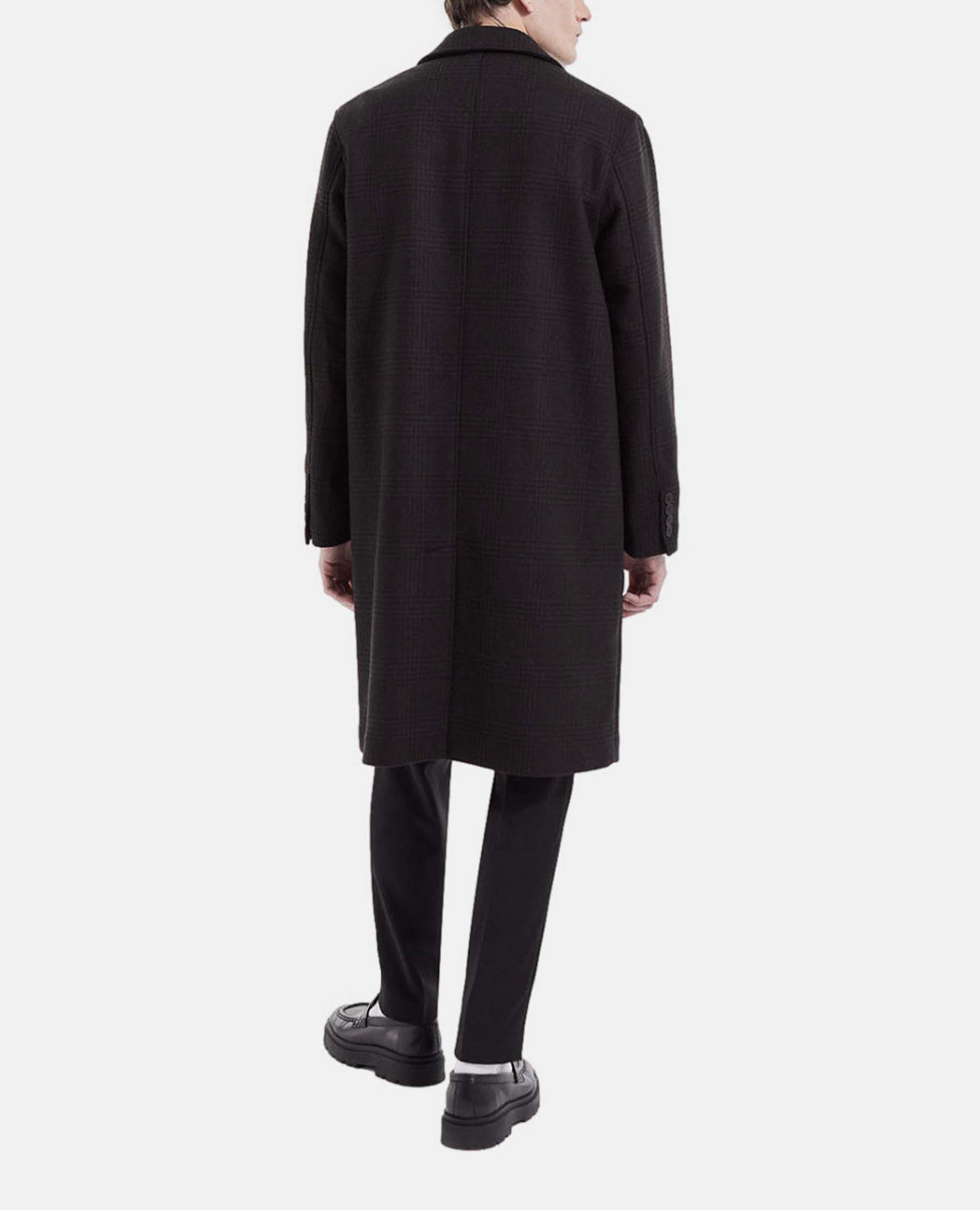 Long black and brown checked coat, BLACK BROWN, hi-res image number null