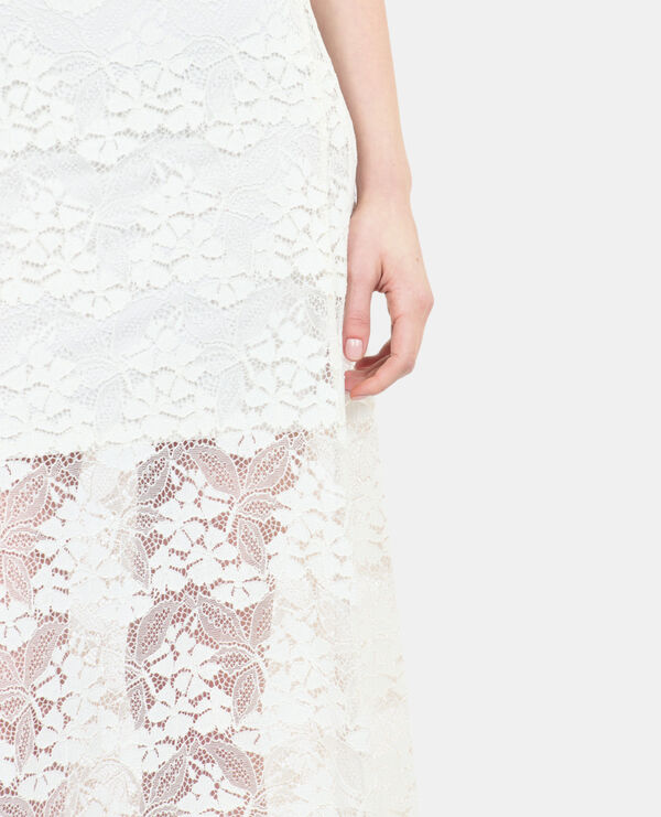 The Kooples FEMME ECRU jupe longue en dentelle écrue