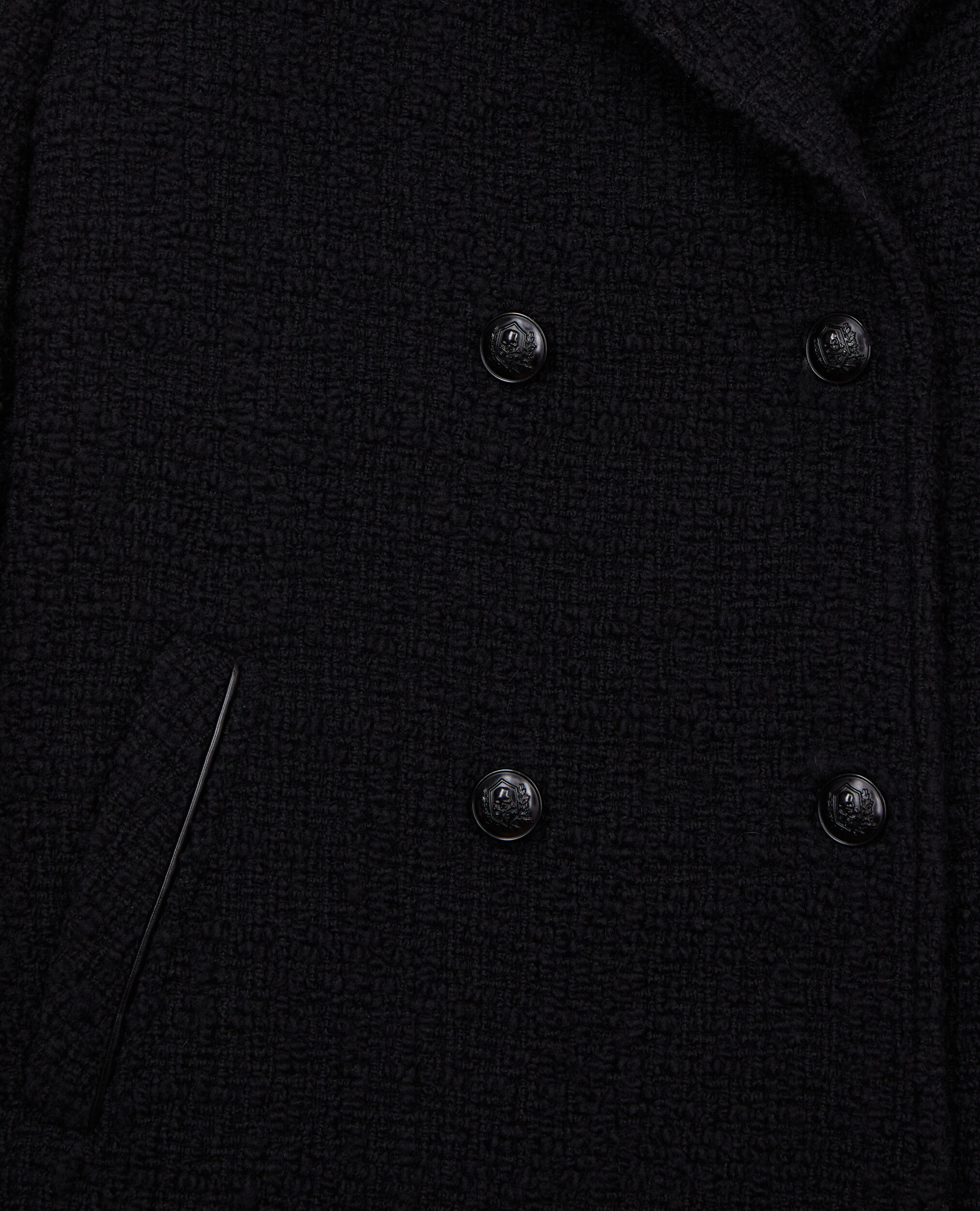 Kurzer schwarzer Mantel aus Tweed, BLACK, hi-res image number null