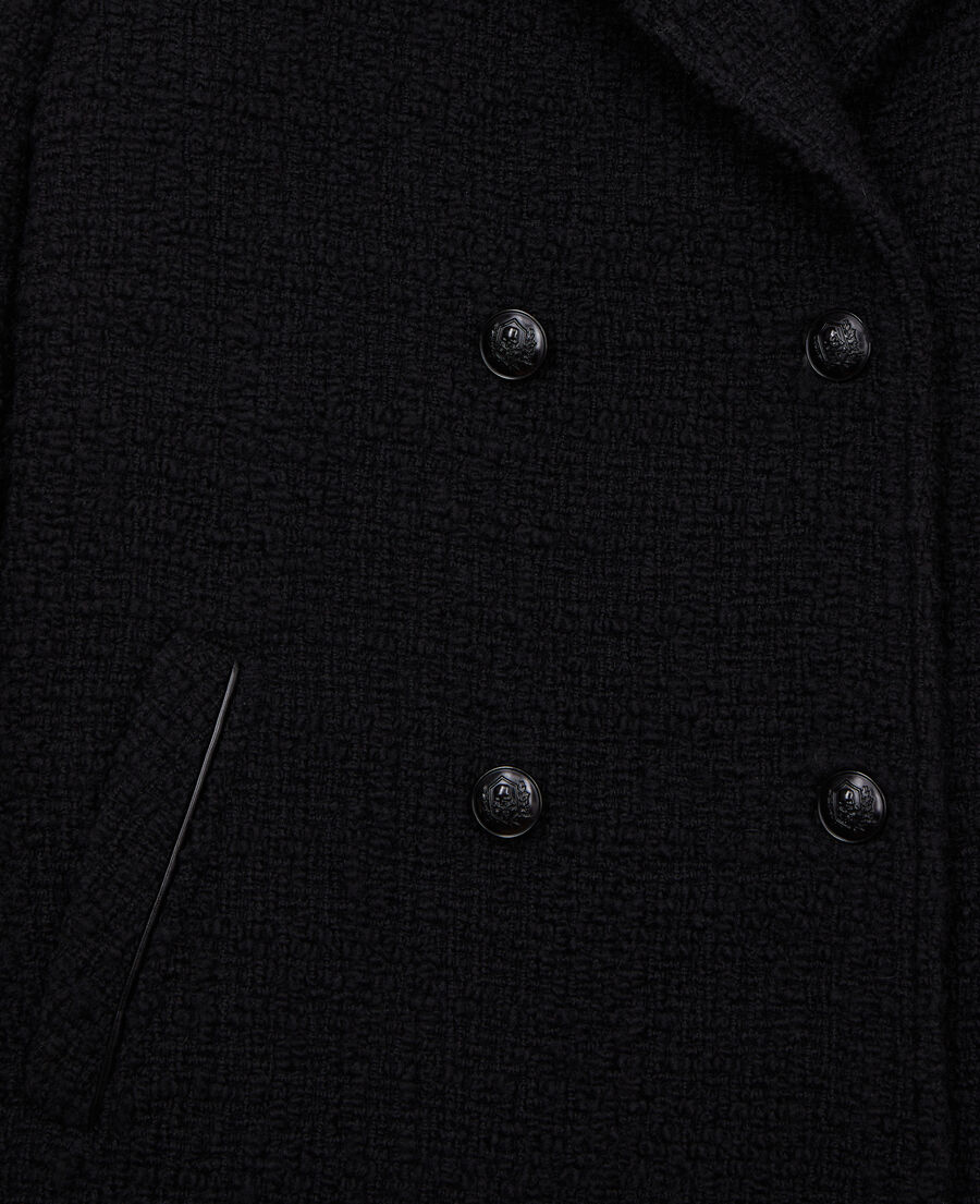 manteau court noir en tweed
