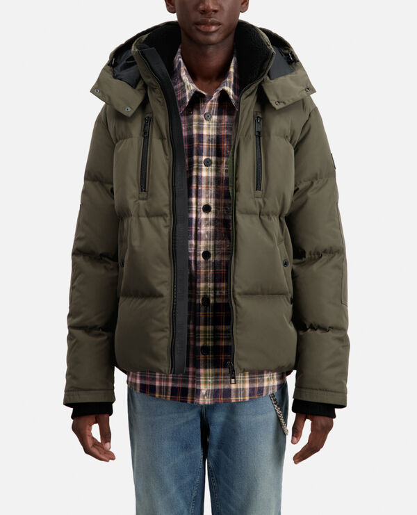 The Kooples MEN KAKI khaki hooded puffer jacket