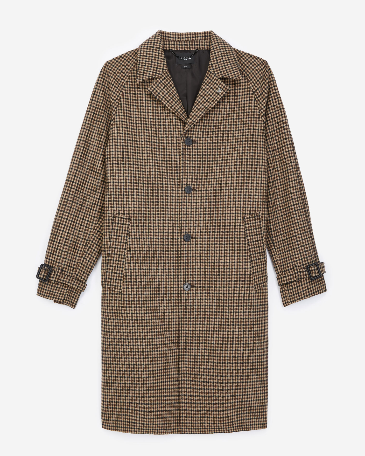 Manteau camel laine pied-de-poule, CAMEL, hi-res image number null