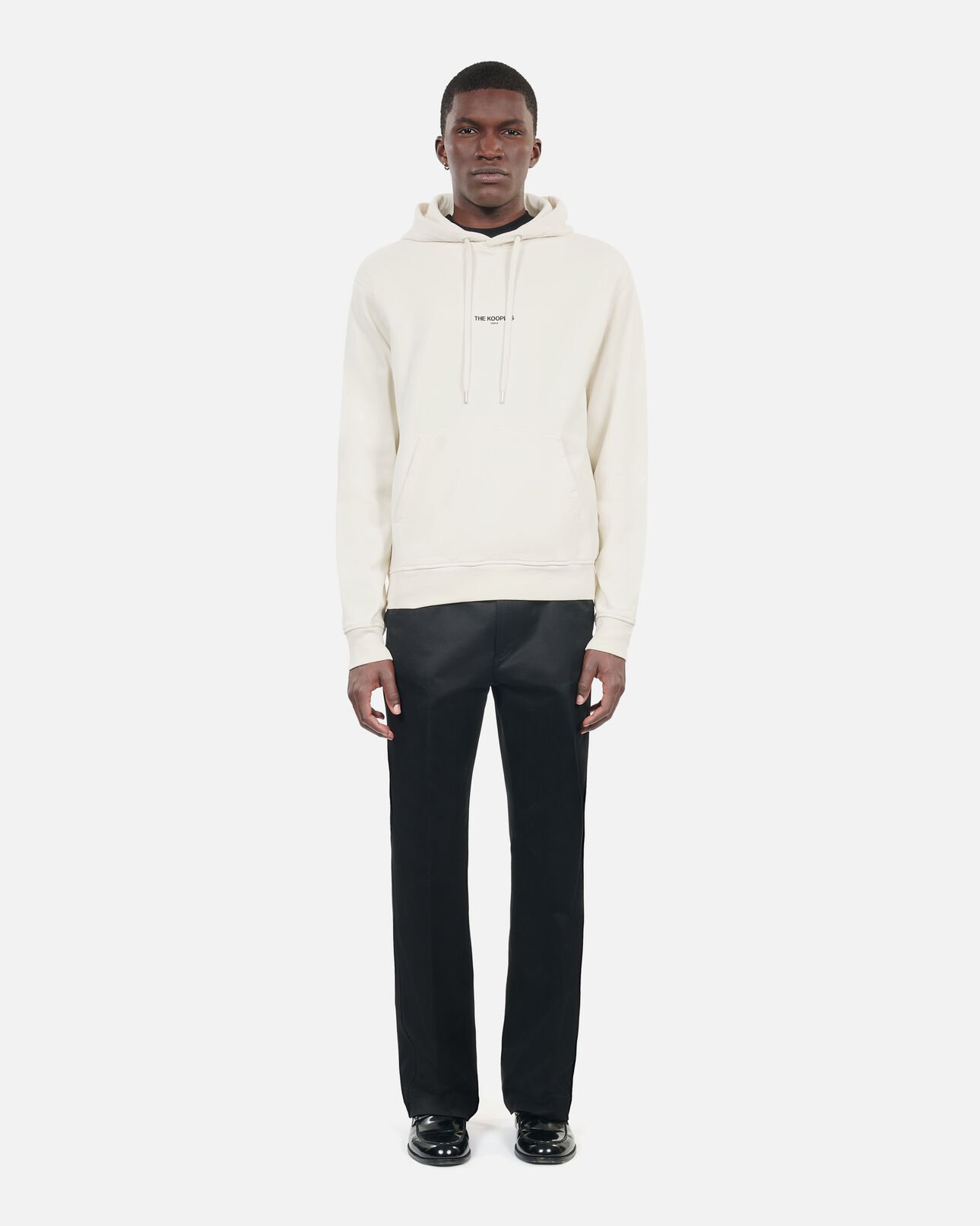 The Kooples HOMME OFF WHITE sweatshirt à capuche logo écru