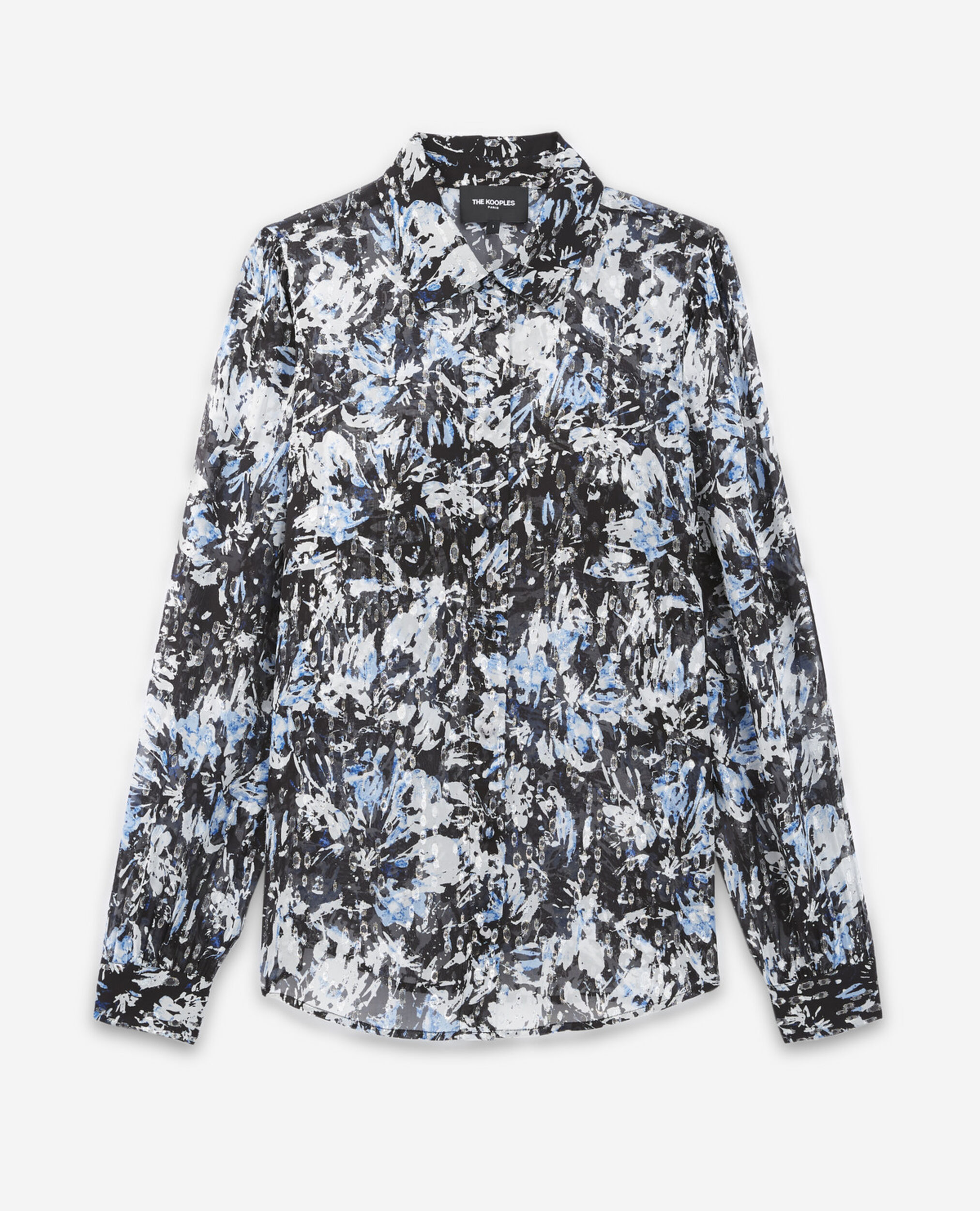 Fitted blue and white patterned shirt, BLUE WHITE, hi-res image number null