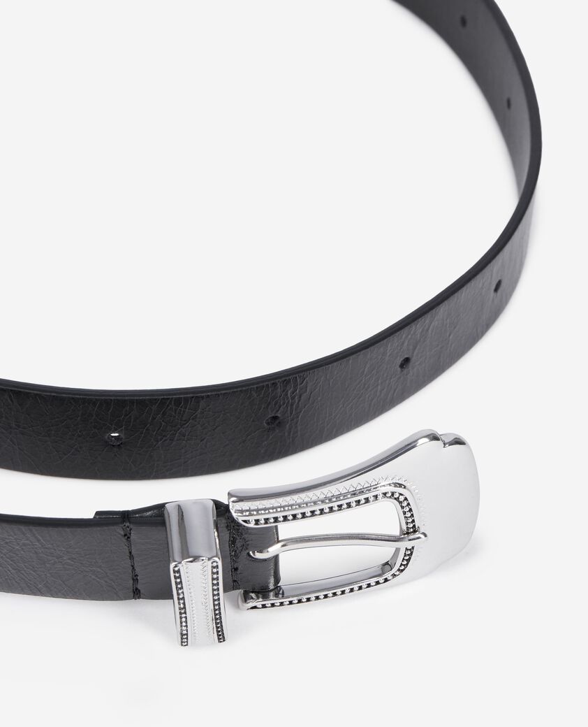 The Kooples WOMEN BLACK thin black leather belt