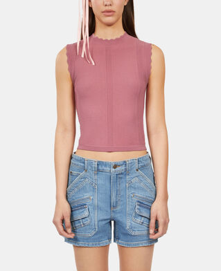 The Kooples DAMEN PINK WOOD lila stricktop mit ajour-details