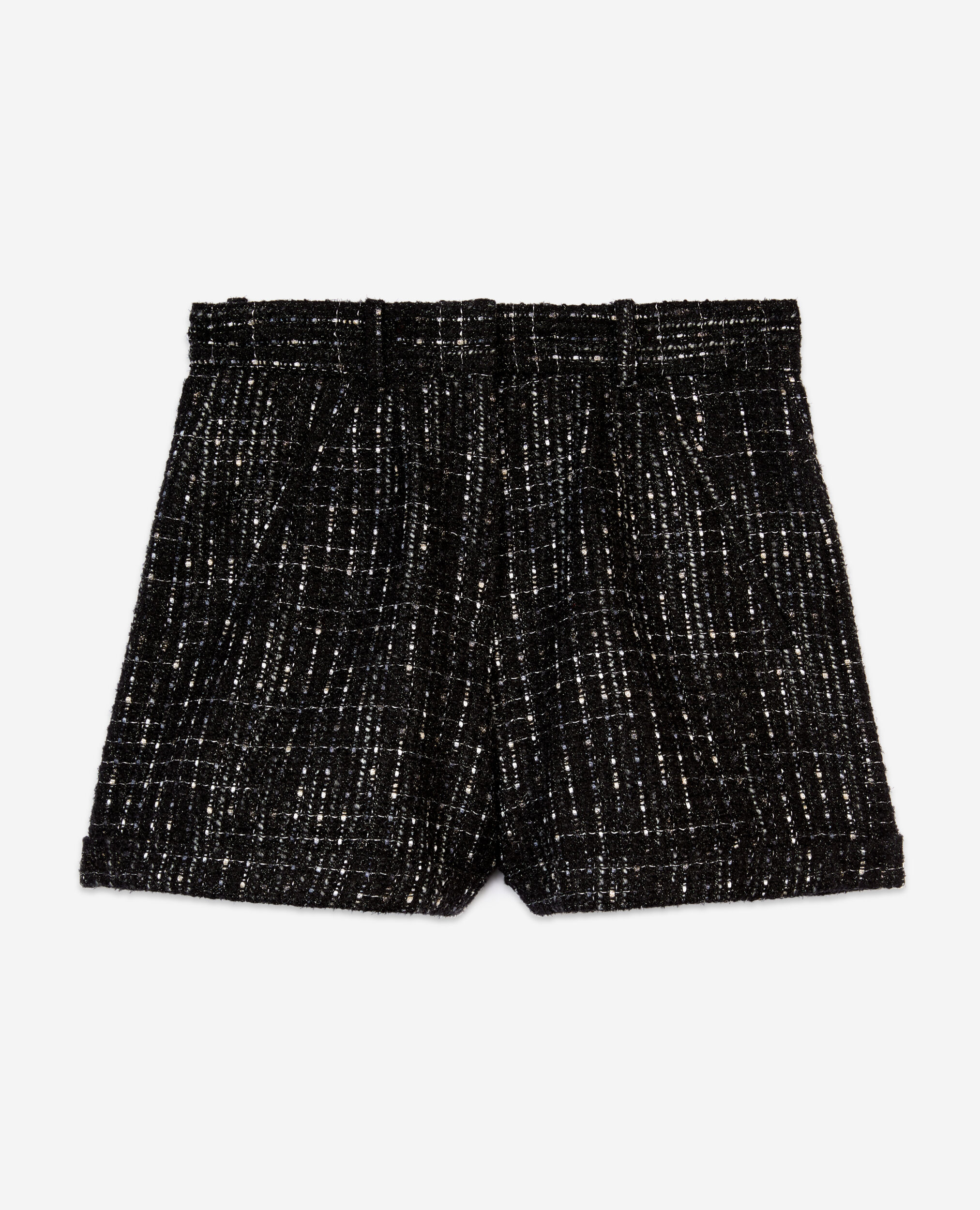Black and white tweed shorts