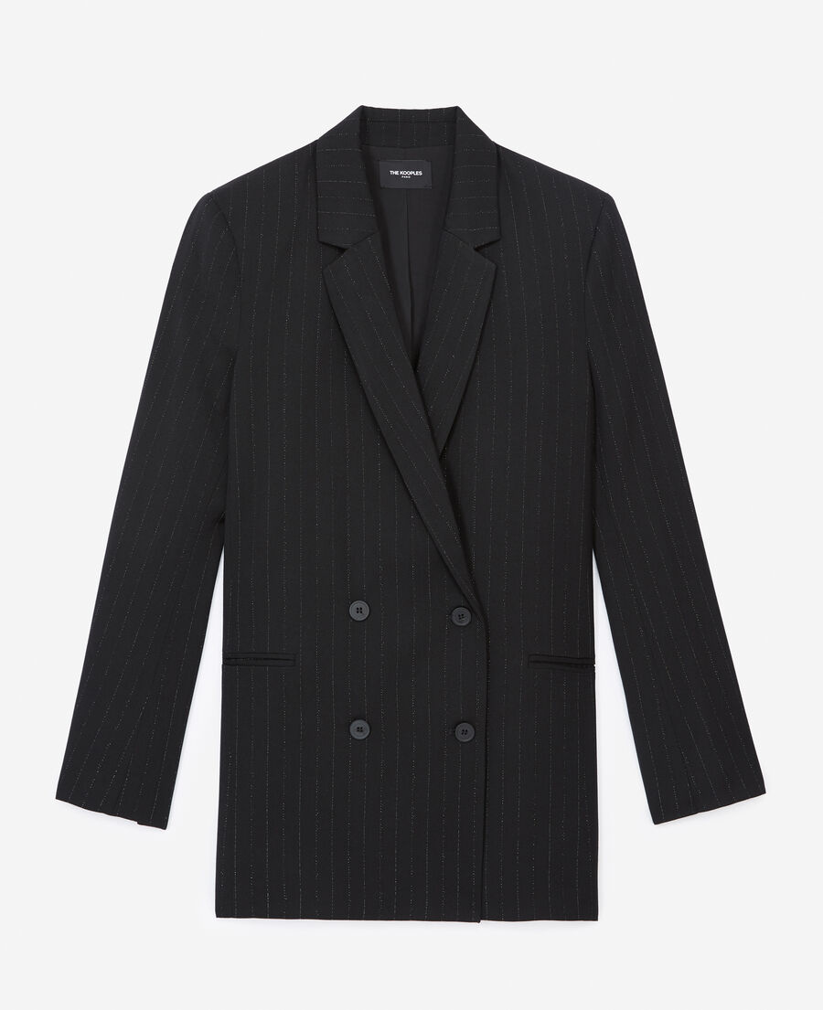 straight-fit black jacket with lurex stripes