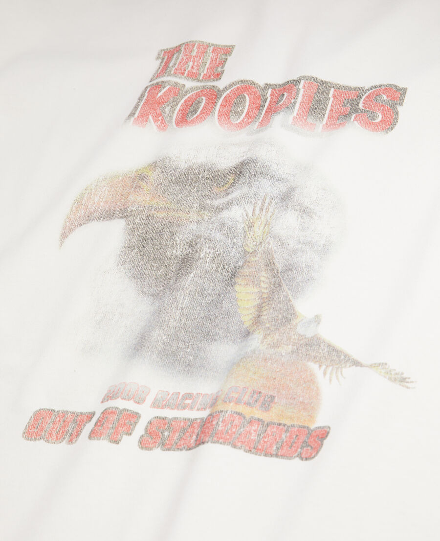 ecrufarbenes t-shirt damen mit „eagle“-siebdruck