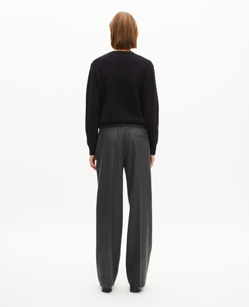 The Kooples WOMEN GREY dark grey flannel wide-leg pants
