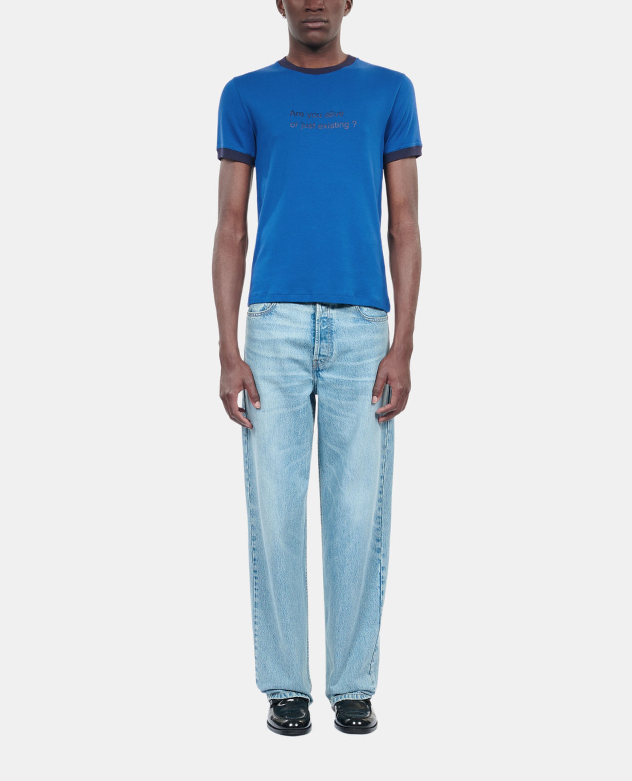 Blaues T-Shirt mit Are you alive-Siebdruck, BLUE BRUT, hi-res image number null