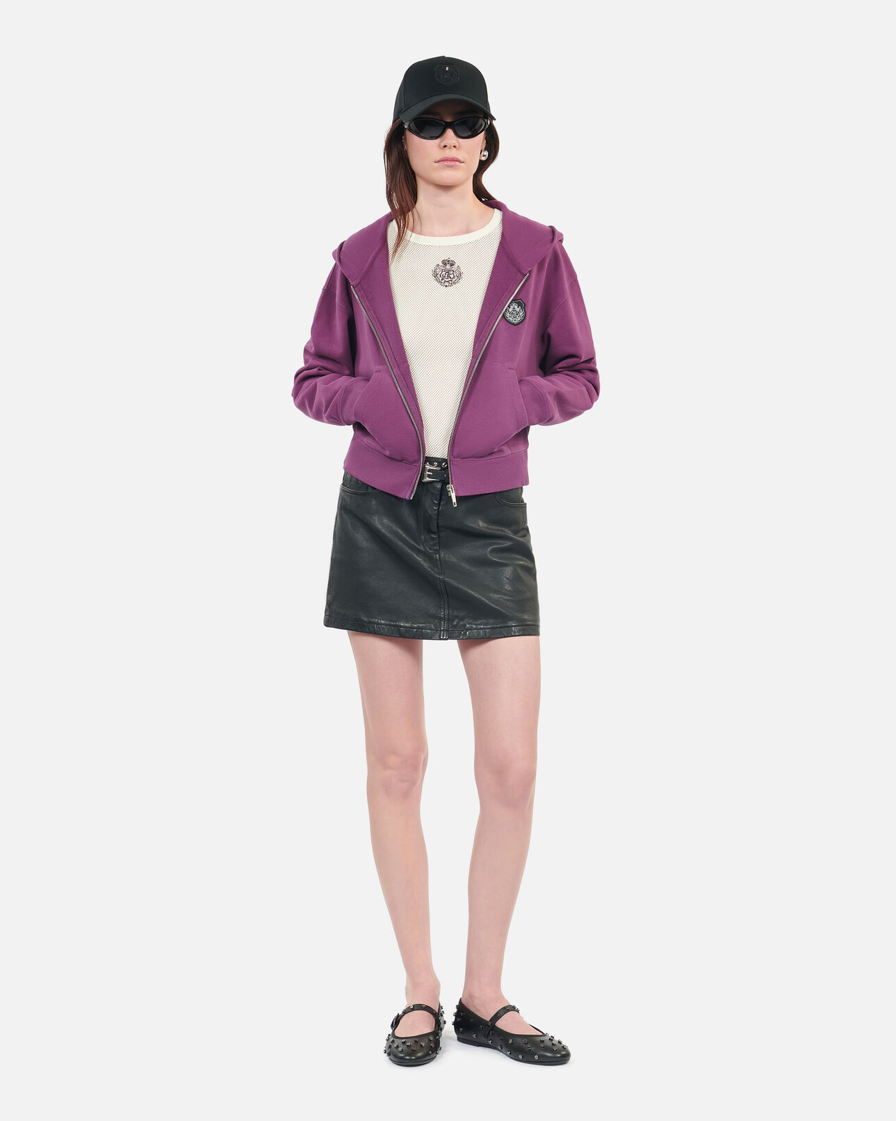 The Kooples WOMEN PRUNE purple blazon hoodie