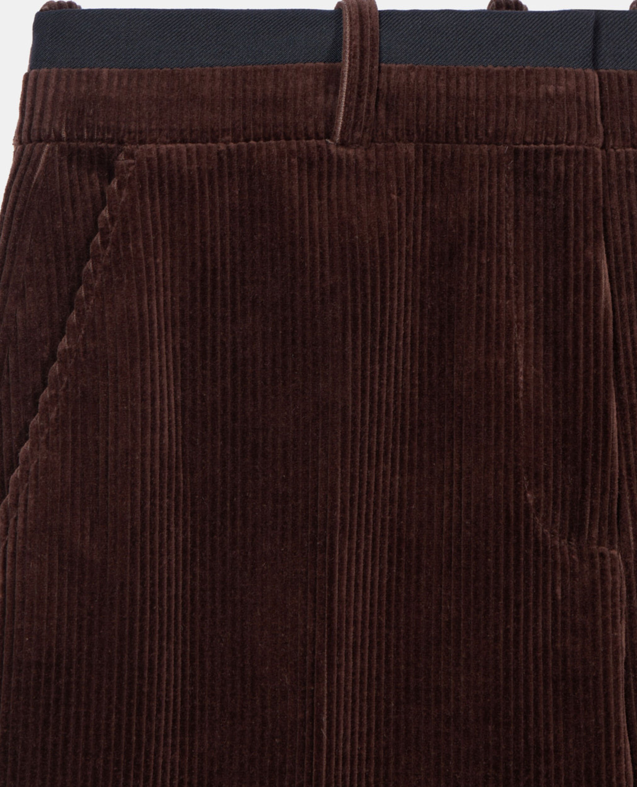 Brown corduroy straight-leg tailored pants, BROWN, hi-res image number null