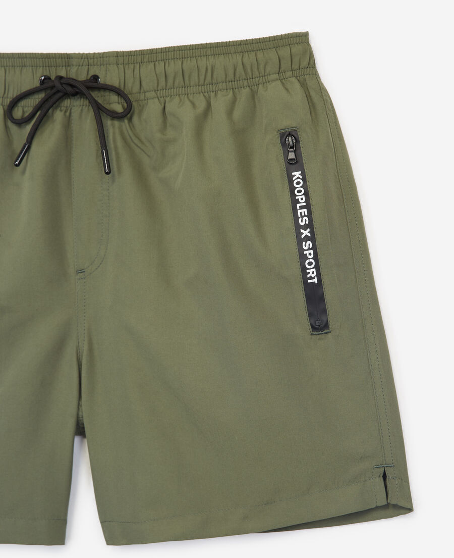 Khaki swim shorts with zipped pockets The Kooples