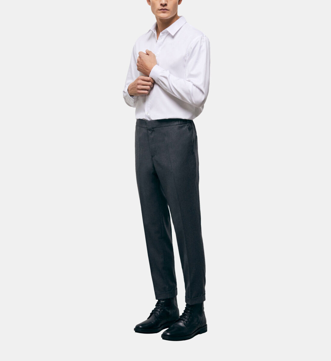 Gray wool suit pants