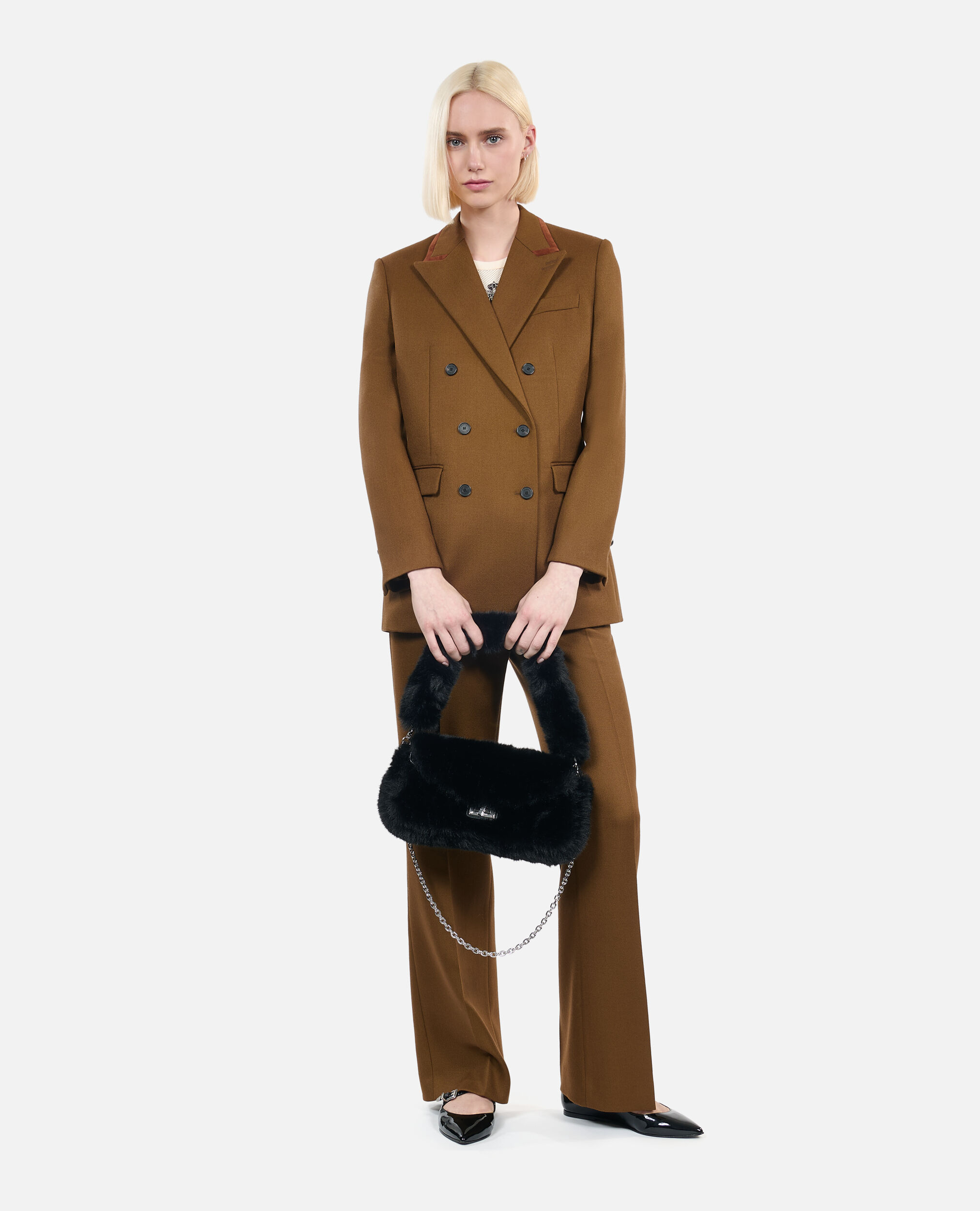 Veste tailleur en laine kaki