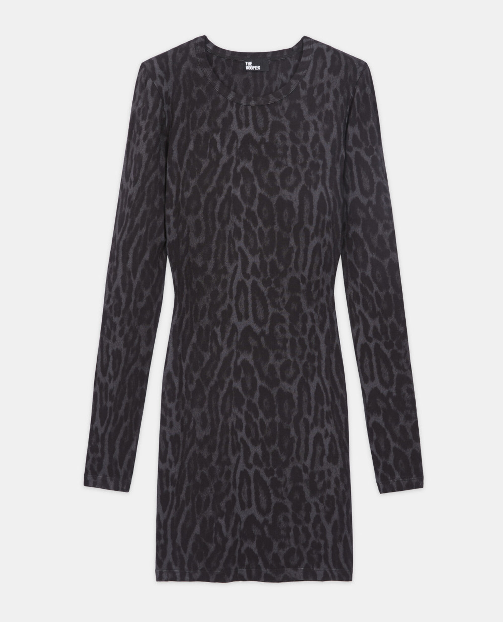 Short dress with leopard print, BLACK, hi-res image number null
