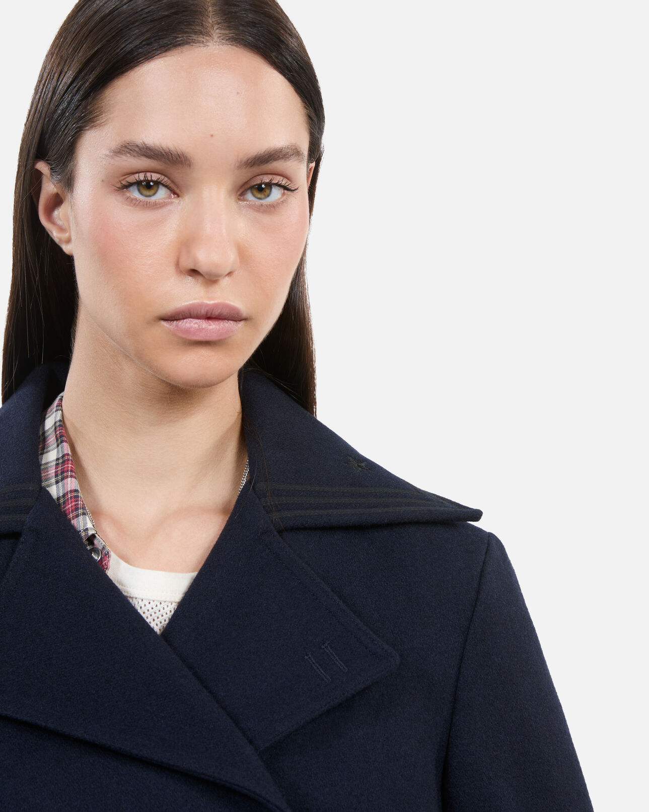 The Kooples WOMEN DARK NAVY navy blue short pea coat