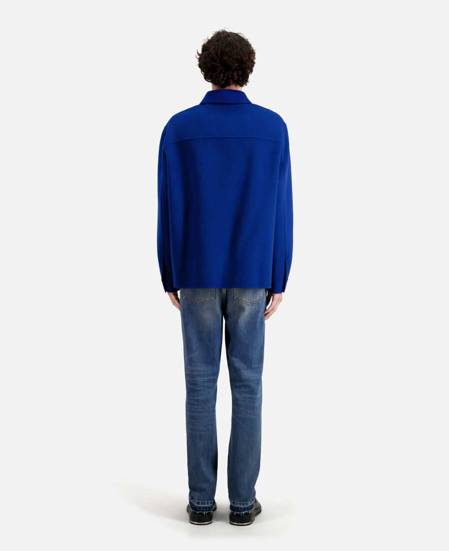 chaqueta tipo sobrecamisa azul mezcla lana