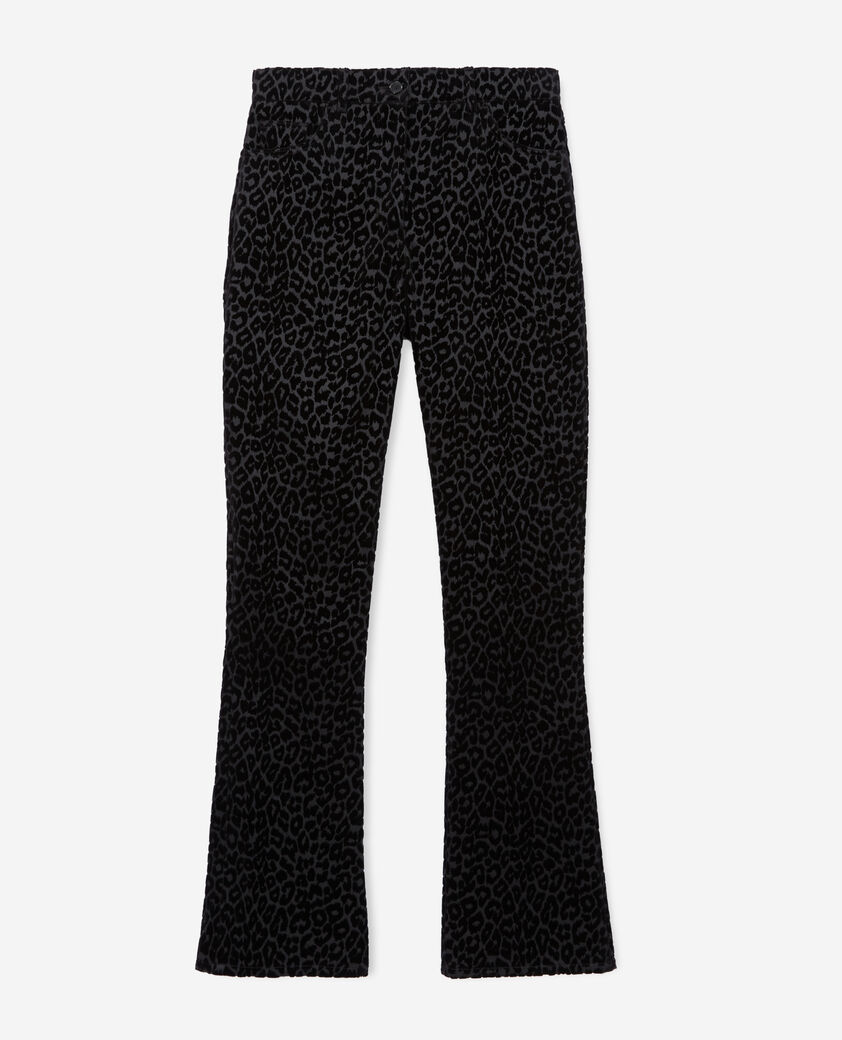 The Kooples FEMME BLACK pantalon de costume en velours léopard noir