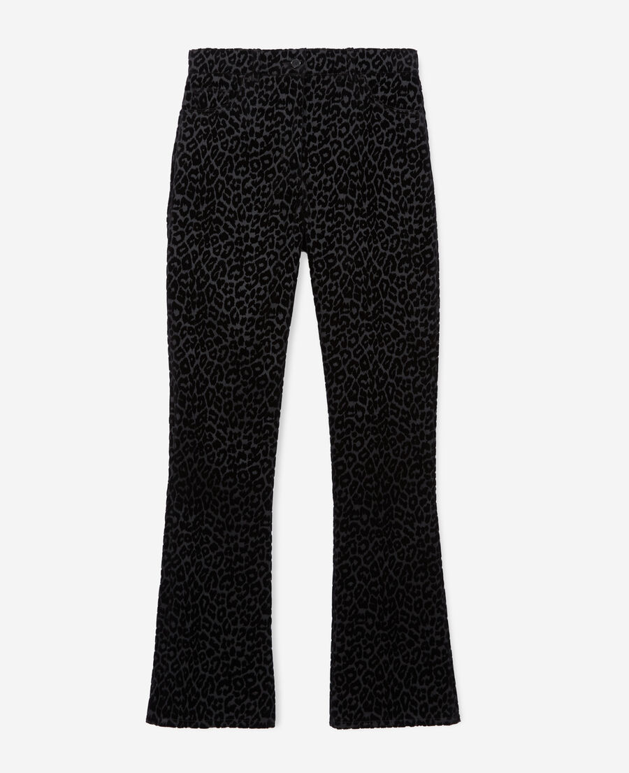 The Kooples FEMME BLACK pantalon de costume en velours léopard noir