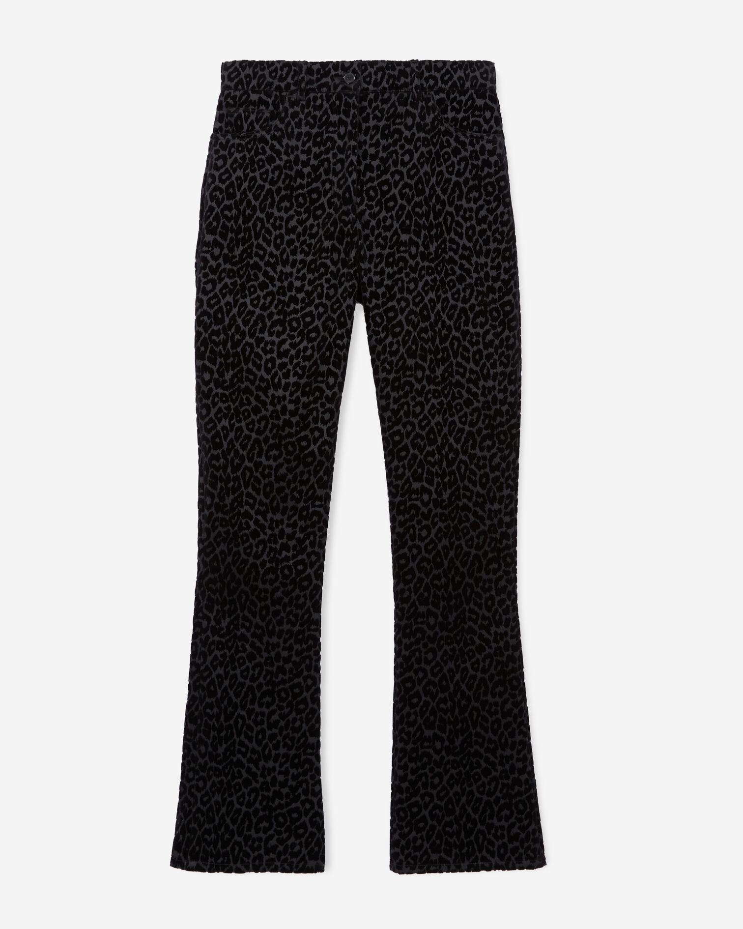 Black velvet suit pants with leopard print, BLACK, hi-res image number null