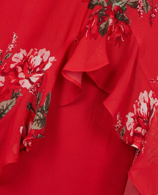 The Kooples DAMEN RED / GREEN langes kleid mit r&uuml;schen und blumenmuster rot