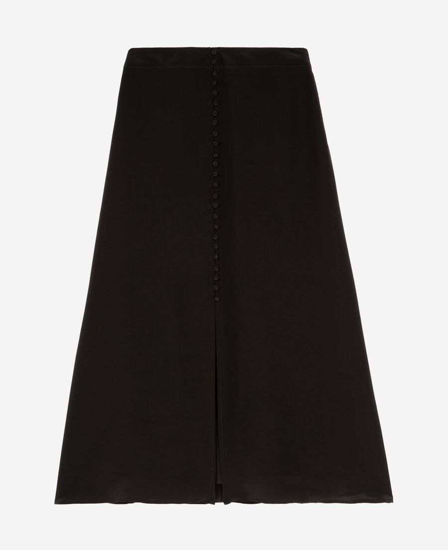 The Kooples WOMEN BLACK long skirt in black silk