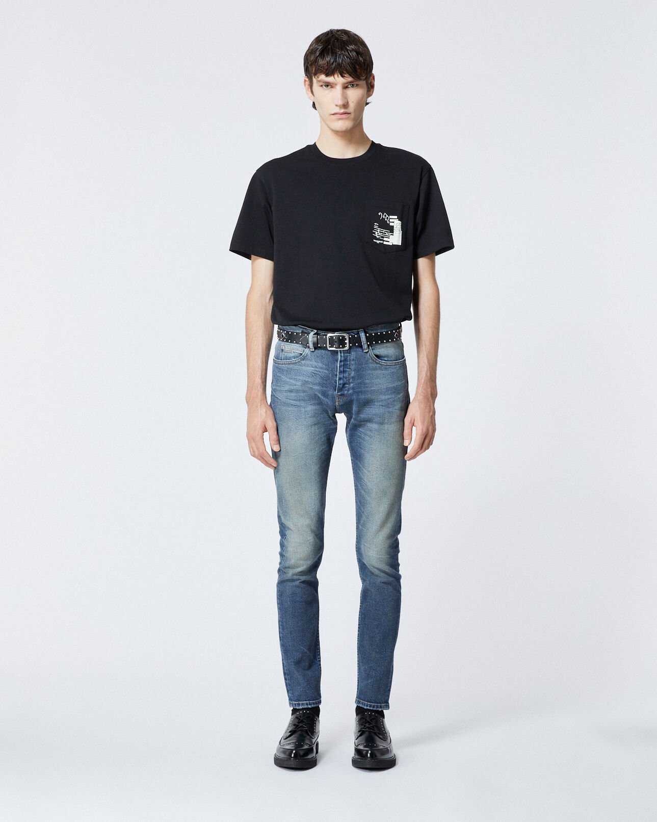The Kooples HERREN BLUE DENIM blaue schmal geschnittene jeans