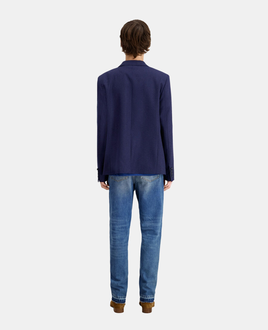 The Kooples HERREN NAVY / ECRU marineblaue anzugjacke aus wolle mit streifen