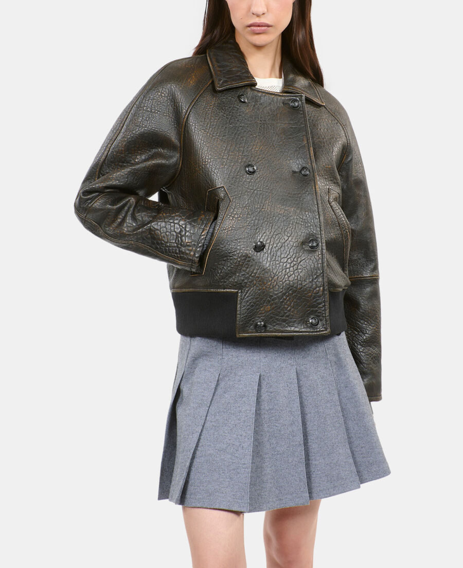 The Kooples WOMEN DARK BROWN brown leather jacket