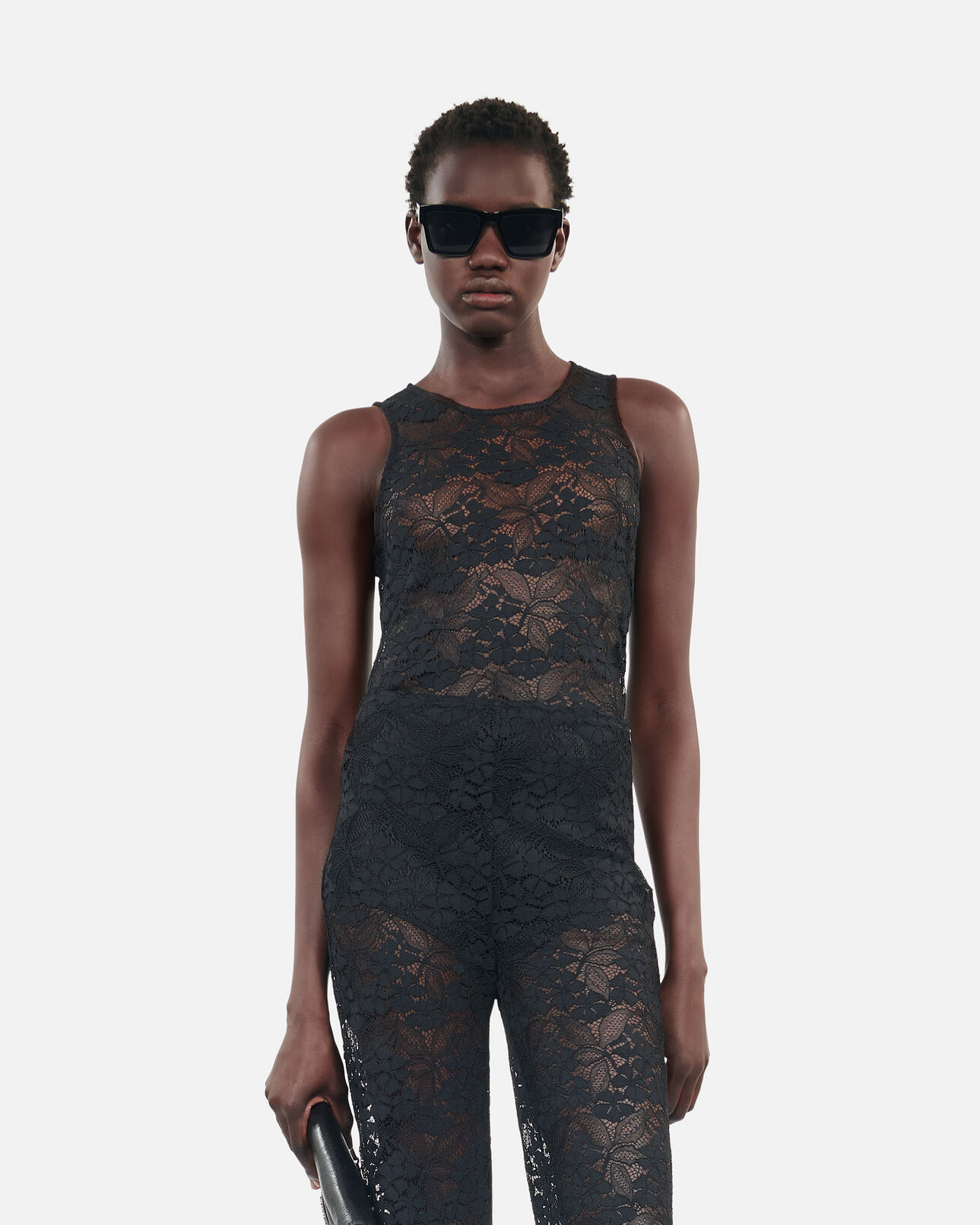 The Kooples FEMME BLACK pantalon flare en dentelle noir