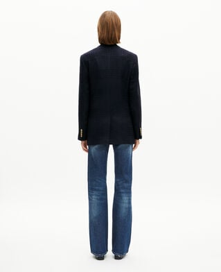The Kooples F NAVY navy wool tweed jacket