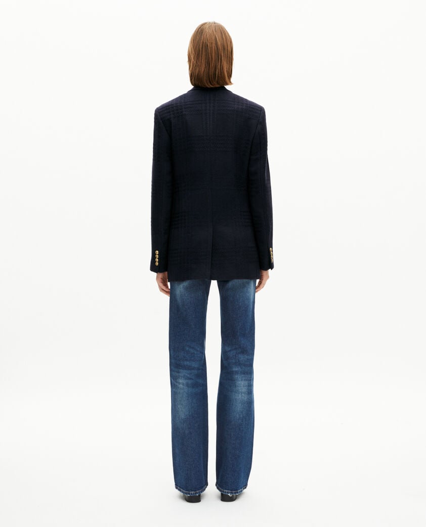 The Kooples DAMEN NAVY marineblaue wolltweedjacke