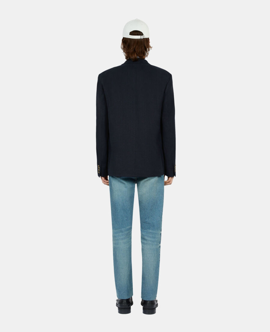 The Kooples HOMME DARK NAVY blazer en lin bleu marine