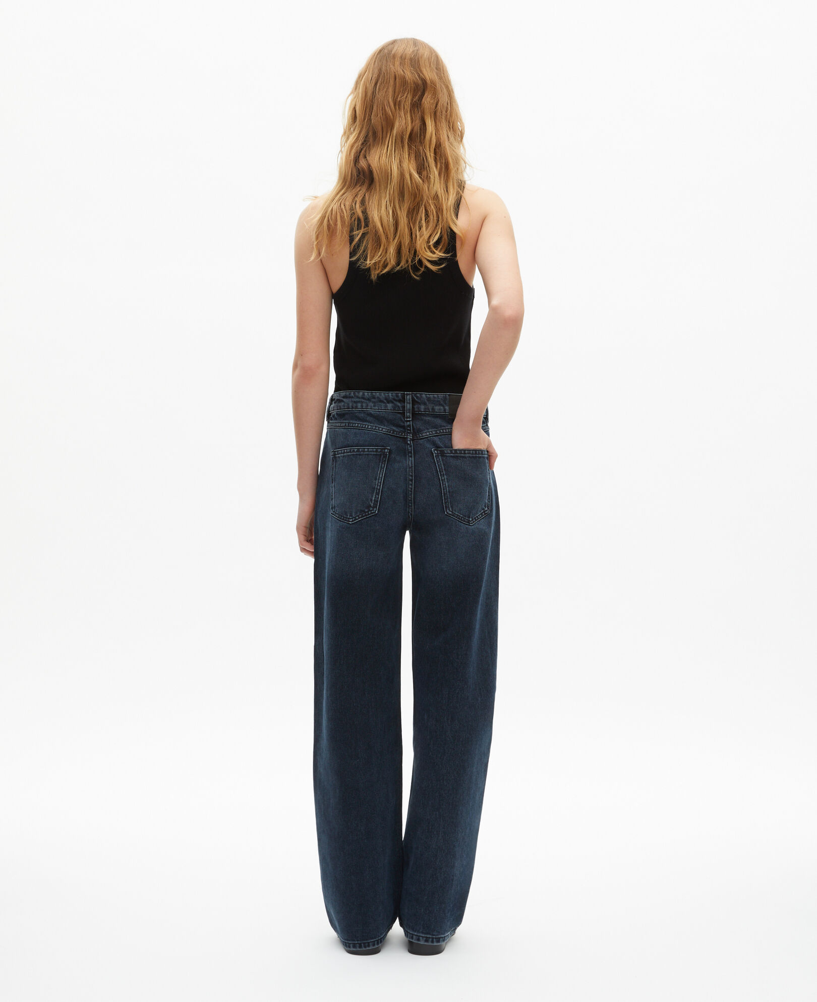 The Kooples WOMEN BLUE ELECTRIC wide-leg dark blue jeans