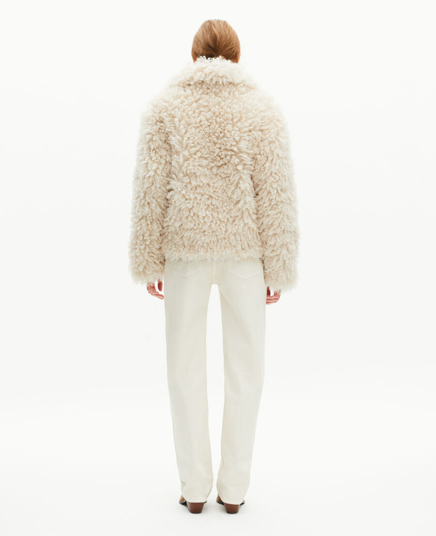 The Kooples WOMEN ECRU short ecru fur-effect coat