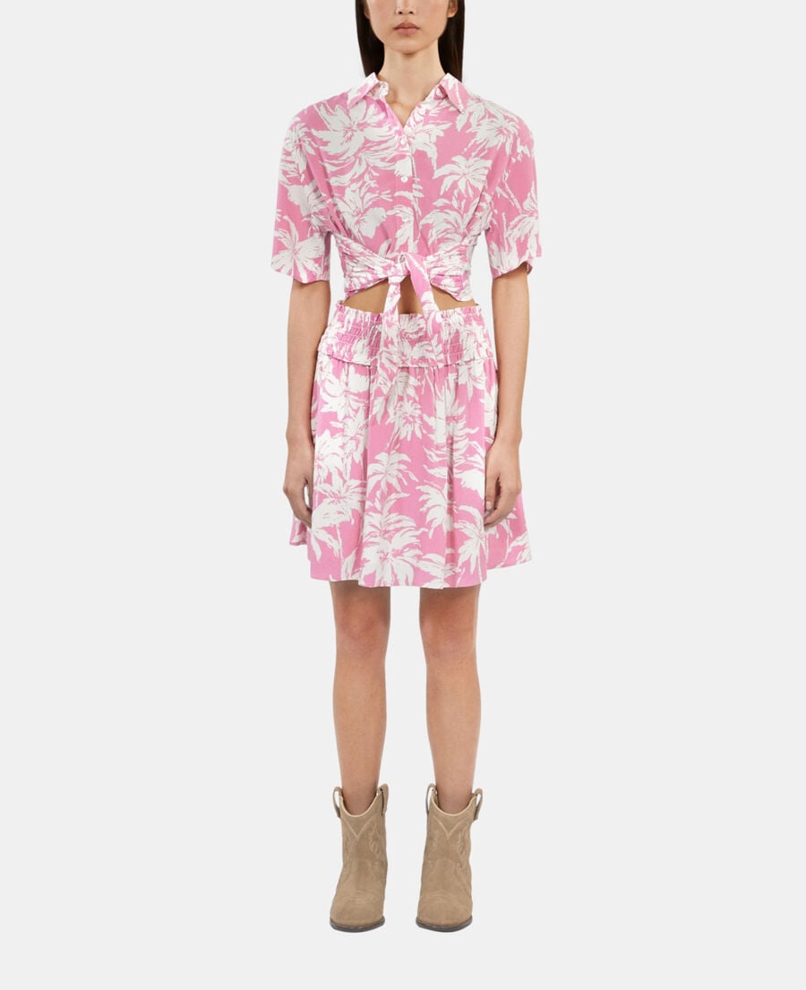The Kooples F PINK-WHITE short printed skirt with smocks