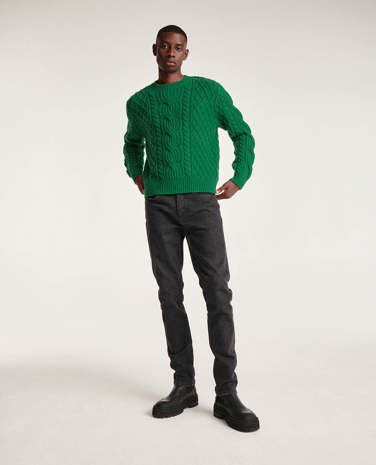 Mens green jumper knit online