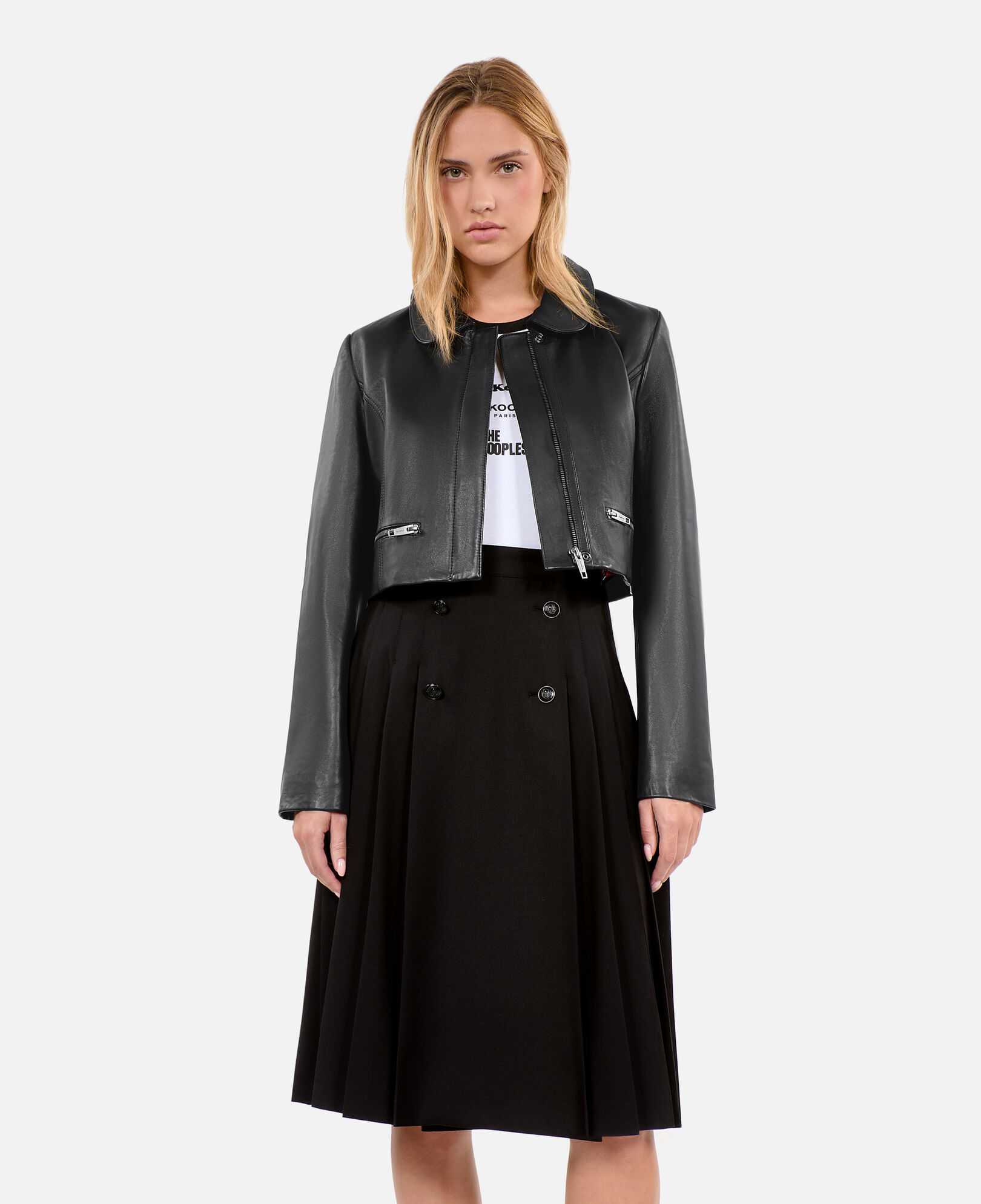 The Kooples WOMEN BLACK black leather jacket