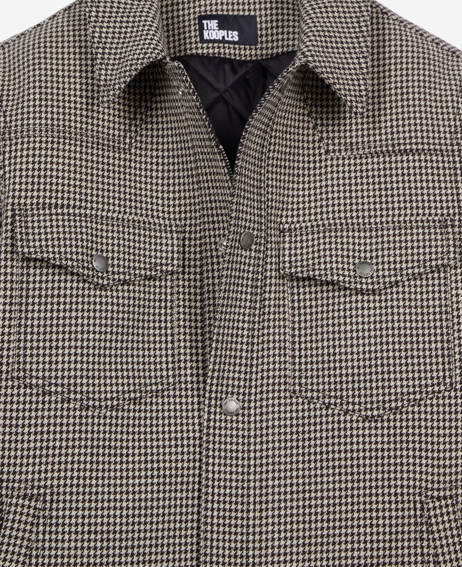 The Kooples HOMME BROWN blouson style surchemise pied de poule marron et écru