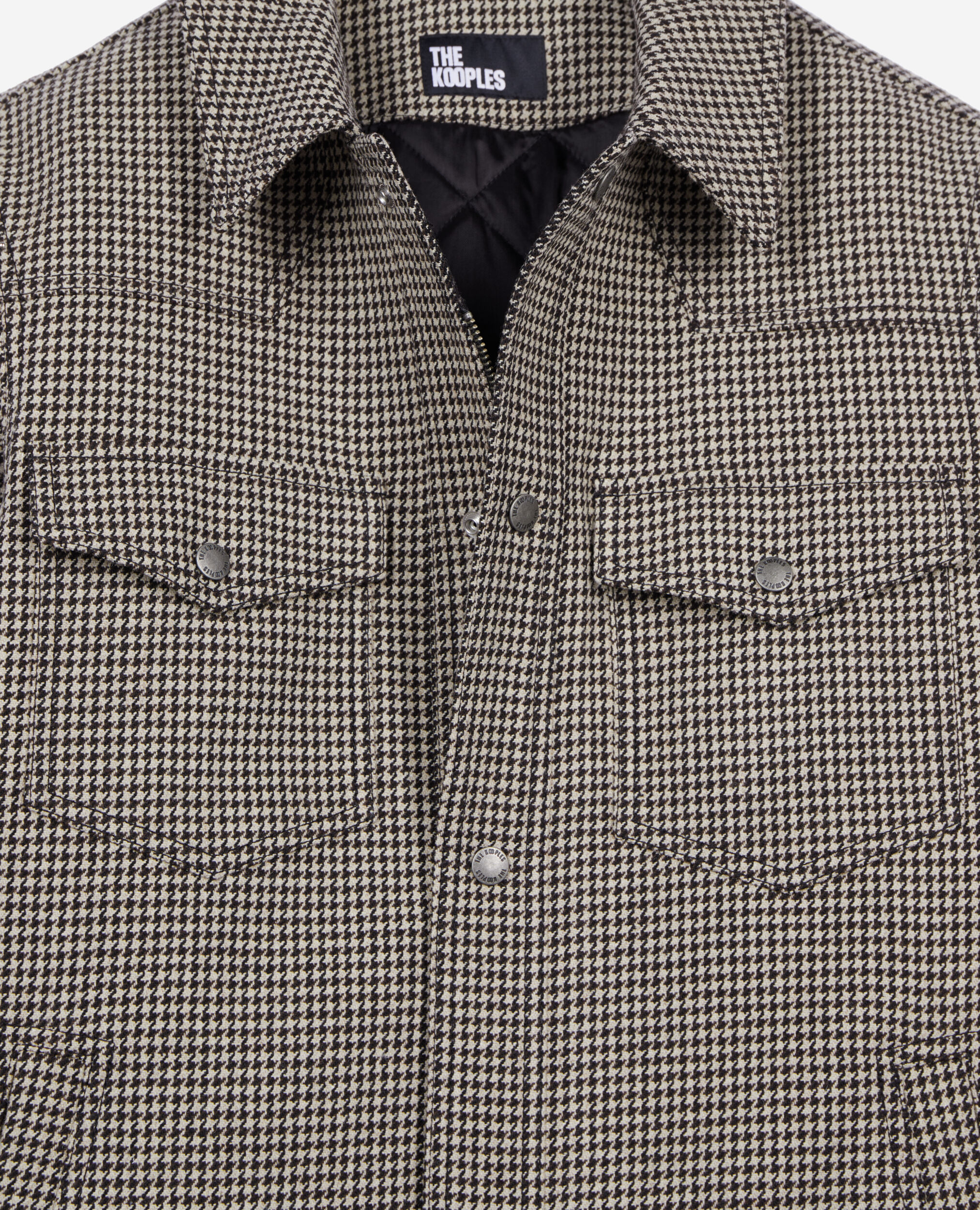 Blouson style surchemise pied de poule marron et écru, BROWN, hi-res image number null