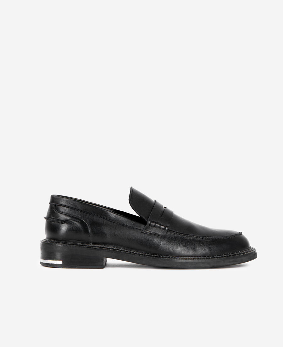 The Kooples H BLACK black leather penny loafers