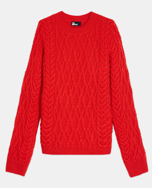 red wool sweater