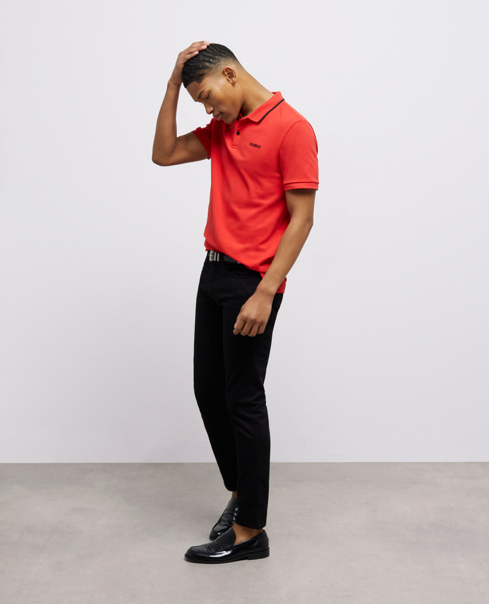 Red polo and black pants Clearance