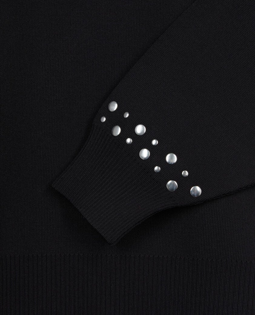 The Kooples DAMEN BLACK schwarzes sweatshirt mit nieten
